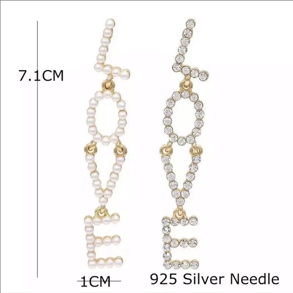 Love Gold Tone Long Earrings - Picture 2 of 5